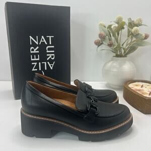 Naturalizer Corrine Platform Lug Sole Loafer Black Women 7 Medium Tried On